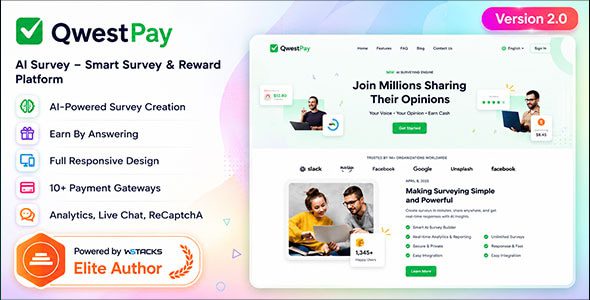 QwestPay v2.0 – AI调查生成器和奖励平台源码下载
