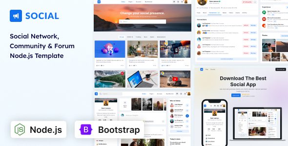 Social 1.0.0 – Node.js 社交网络与社区模板下载