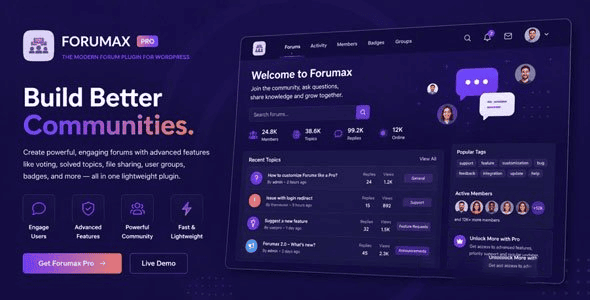 Forumax Pro (Premium) (BBP Core Pro) v2.4.2 将 BBPress 转化为功能完备的社区论坛平台插件下载