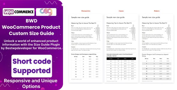 WooCommerce Size Chart  v1.4 – 尺码指南插件下载