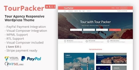 Tour Packer v2.0 —— 旅游代理机构 WordPress 主题下载