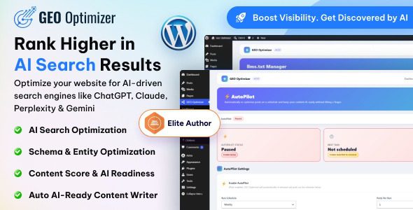 GEO Optimizer v4.3.4 – AI 驱动的生成式引擎优化与 SEO WordPress 插件下载