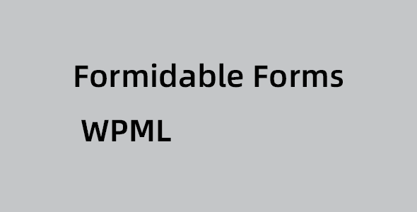 Formidable Forms WPML v1.13 拓展插件下载