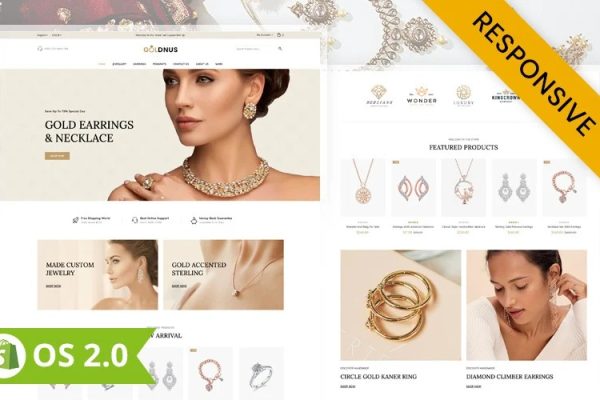 Goldnus Jewellery Store Shopify 2.0 珠宝产品Shopify主题下载