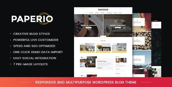 Paperio v2.0 响应式和多用途 WordPress 博客主题下载
