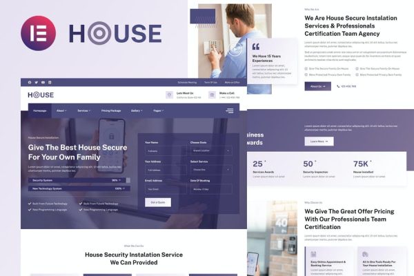 Housec – 智能家居安全服务 Elementor 模板套件下载