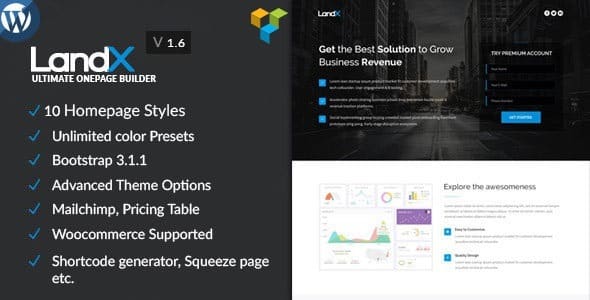 LandX v1.9.8 多用途登陆 WordPress 主题下载