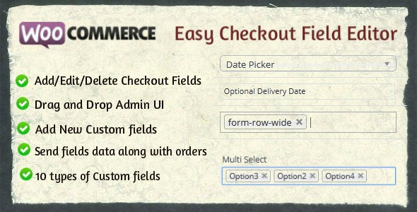 Woocommerce Easy Checkout Field Editor GPL 结帐表单自定义字段插件破解版免费下载