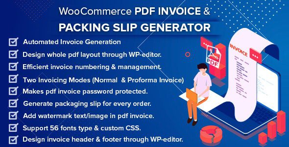[Fixed*] WooCommerce PDF Invoice & Packing Slip Generator v.2.3.1 WooCommerce PDF 发票生成器插件下载