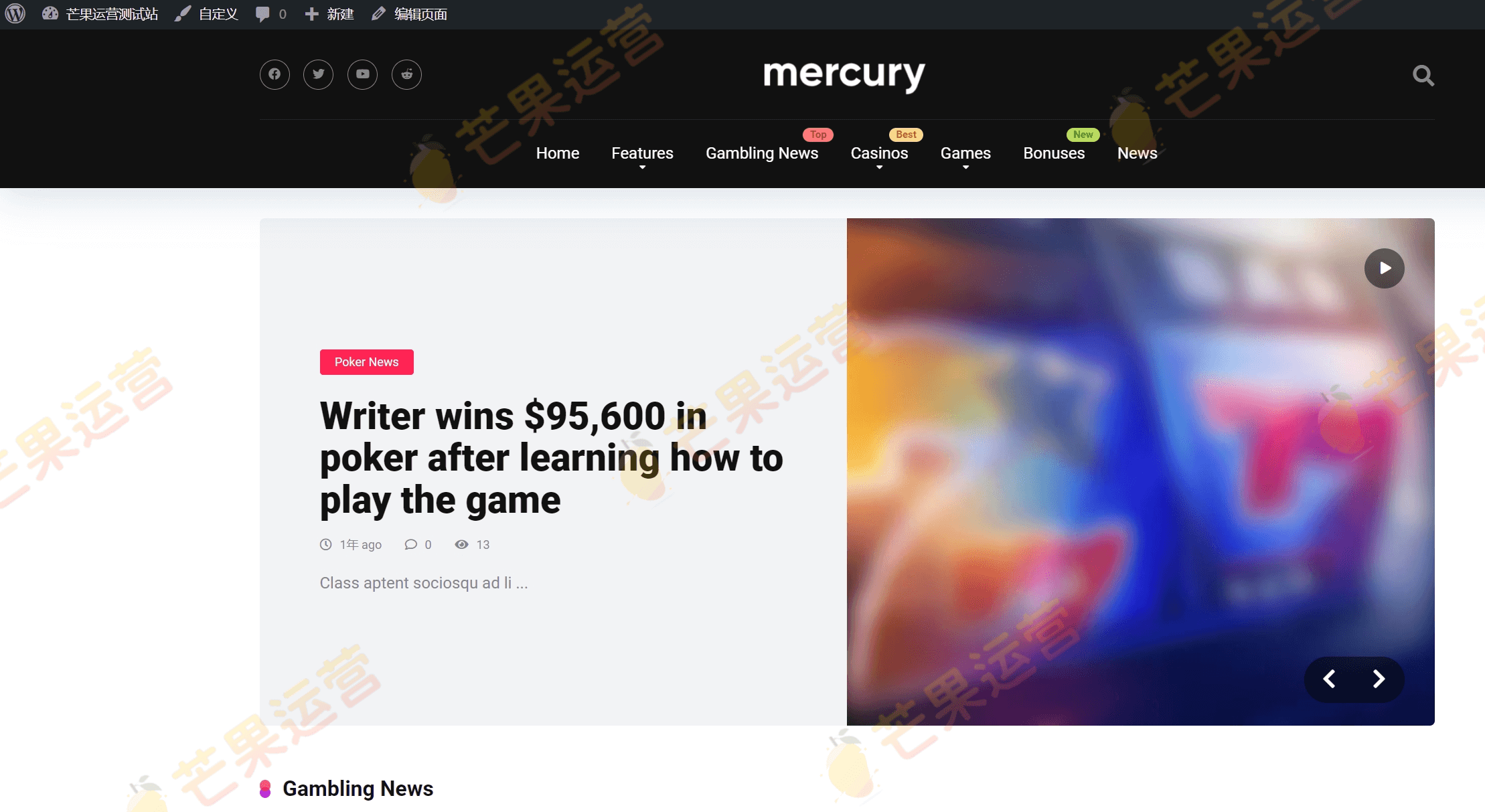 Mercury 赌博和赌场联盟 WordPress 主题破解版下载