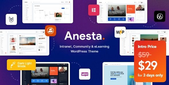 Anesta v1.1.1 – Intranet，Extranet，社区和Buddypress WordPress主题下载