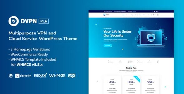 DVPN 1.6 | 多用途的VPN翻墙梯子 WordPress主题下载