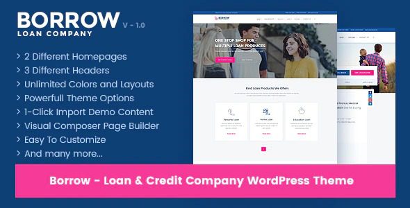Borrow v1.5.5 – 贷款公司响应式WordPress主题下载