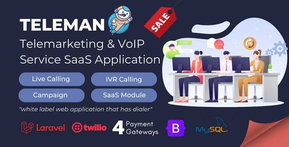 Teleman v5.1.0 电话营销和 VoIP 服务 SaaS 应用程序源码下载