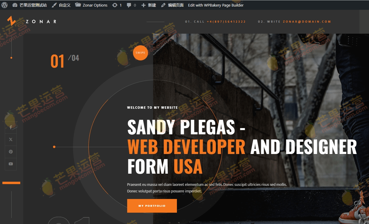 Zonar 个人作品集 WordPress 主题破解版下载