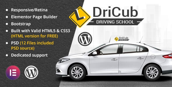 DriCub v2.9 驾驶学校 WordPress 主题下载 + Core Plugins + Demo Importer