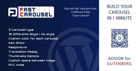Fast Carousel for Gutenberg v.1.0 – WordPress轮播插件下载