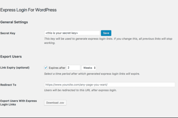 Express Login For WordPress v1.7.0 安全的自动登录链接插件下载
