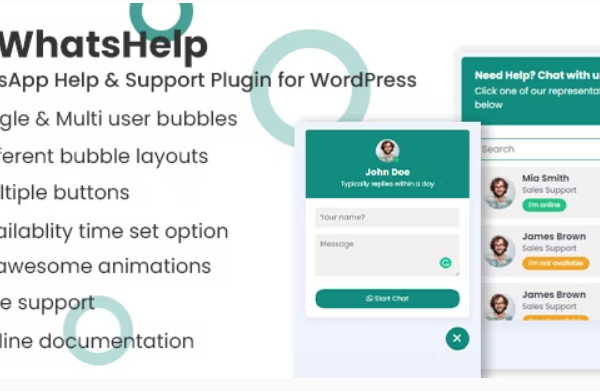 WhatsApp Chat Support Pro WordPress Plugin v3.0.1 WhatsApp在线聊天插件下载