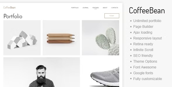 CoffeeBean v1.2.0 为自由职业者、工作室和摄影师准备的简单易用的作品集主题下载