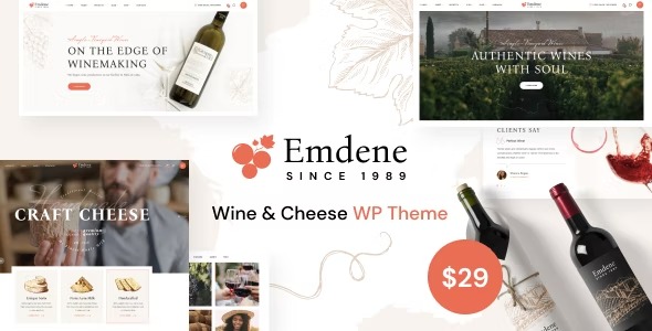 Emdene v1.0.3 – 葡萄酒和奶酪 WordPress 主题下载