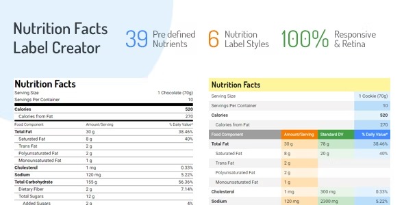 Nutrition Facts Label Creator v1.4.0 插件下载