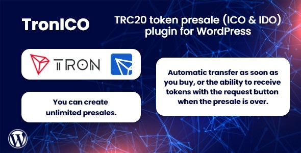 TronICO v1.0.1 – WordPress 的 TRC20 代币预售（ICO 和 IDO）插件下载