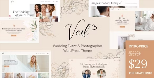 Veil v1.0.0 – 婚礼活动和摄影师 WordPress 主题下载