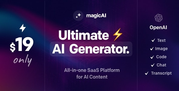 MagicAI v5.8.0 – OpenAI 内容、文本、图像、聊天、作为 SaaS 的代码生成器PHP源码下载