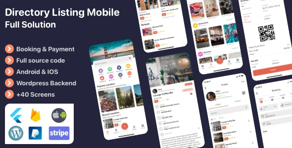 Listar FluxPro v1.3.4 Flutter 移动目录列表和预订应用源码下载– WordPress 后端
