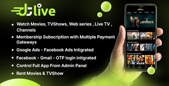DTLive v.1.5 – Flutter 应用程序（Android – iOS – 网站 – AndroidTV）电影 – 电视剧 – 直播电视频视频app源码下载