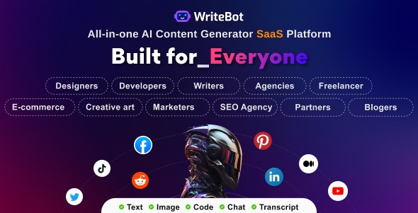 WriteBot AI Content Generator SaaS Platform v4.7.0 人工智能内容生成器 SaaS 平台PHP源码下载