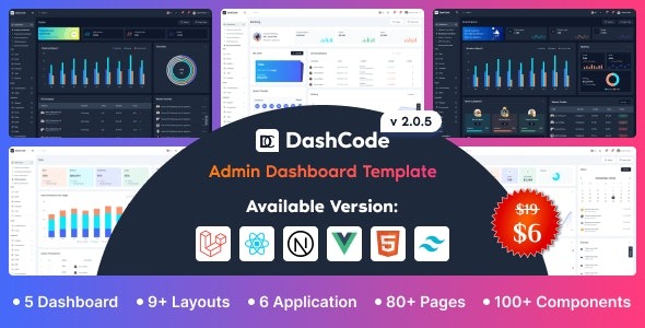 DashCode v2.0.5 – 管理仪表板HTML模板下载