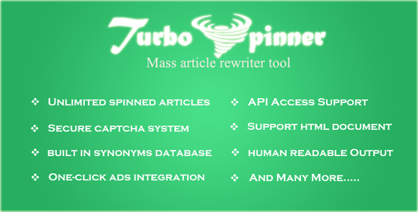 Turbo Spinner: Article Rewriter v1.8 文章伪原创PHP源码下载