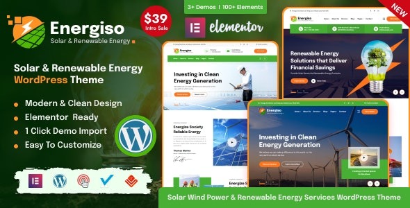 Energiso v1.0 太阳能和可再生能源 WordPress 主题下载