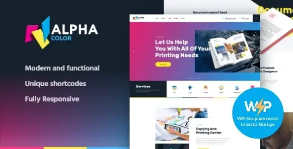 AlphaColor (v1.4.7 Activated) 类型设计机构和 3D 打印服务 WordPress 主题下载 + Elementor