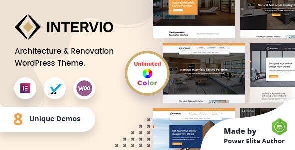 Intervio v2.3 (March 22, 2023) –室内和建筑 WordPress 主题下载+ RTL