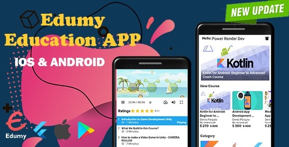 Edumy v1.8.0 教育应用程序、测验、带有管理面板的app应用源码下载