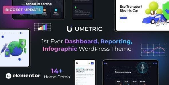 Umetric (v2.0.1) WordPress 仪表板、报告和信息图表主题下载