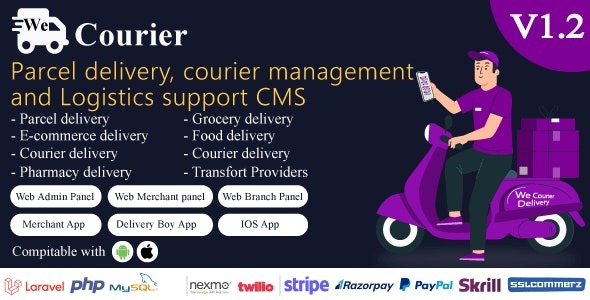 We Courier v1.2.0 带有商家、送货应用程序的快递和物流管理 CMS源码下载