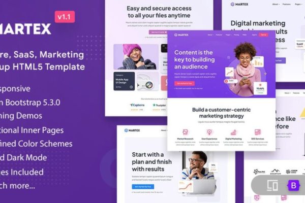 Martex v1.1.0 – 软件、SaaS 和初创企业登陆页面 WordPress 主题下载