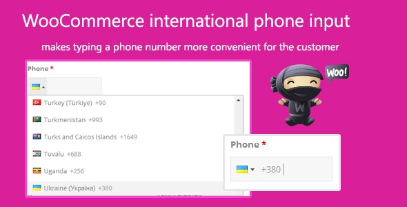 WooCommerce international phone input v2.1.5 自动设置国家/地区电话号码验证插件下载