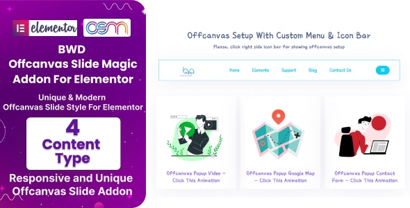 BWD Offcanvas Slide Magic Addon For Elementor v1.0 插件下载