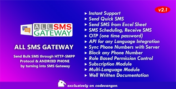 All SMS Gateway v3.0 通过 HTTP-SMPP 协议和 Android 手机发送批量短信源码下载