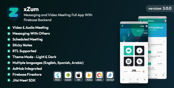 XZum v2.0 带有 Firebase 后端的消息传递和视频会议完整应用程序app源码下载