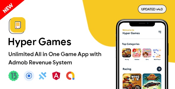 Hyper Games v4.0.0 多合一游戏应用程序 | AdMob |无限游戏|安卓+iOS应用程序源码下载