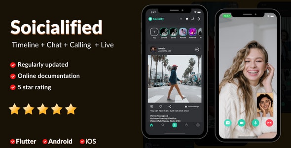Social media app clone Timeline + Node.js socket Chat + Calling + Live – Social media sharing app – iOS,Android,Admin panel v2.2 社交媒体应用程序源码下载