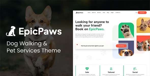 EpicPaws v1.3 遛狗和宠物服务主题下载