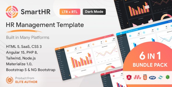 SmartHR v3.9.7 HRMS、薪资和 HR 项目管理管理仪表板源码+模板