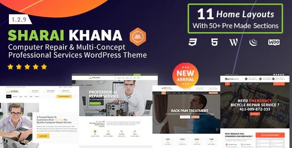 Sharai Khana v1.3.5 电脑维修和多概念专业服务 WordPress 主题下载